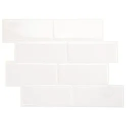 Tuiles Murales Autocollantes 3D Metro Blanco De Smart Tiles, 10 Po X 11 Po, Blanc, Style Métro, 4 Pièces