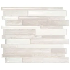 Tuiles Murales Autocollantes 3D Milano Fabrini De Smart Tiles, 10 Po X 11 Po, Ivoire/taupe , Résine Multifinis, 4 Pièces
