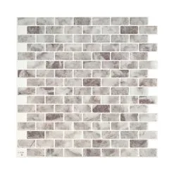 Tuiles Murales Autocollantes 3D Mandolia Acosta De Smart Tiles, 10 Po X 10 Po, Gris, Résine Lustrée, 4 Pièces
