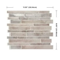 Tuiles Murales Autocollantes 3D Milano Todi De Smart Tiles, 10 Po X 11 Po, Beige/gris, Résine Multifinis, 4 Pièces -Plancher De Vinyle Soldes 00465183c L