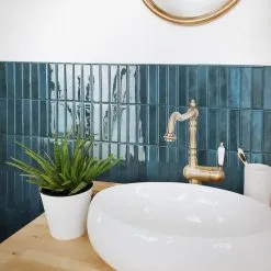 Carreaux à Dosseret Autoadhésifs Morocco De Smart Tiles, Résine, Bleu, 11,43 X 9 Po, Paquet De 4