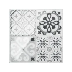 Carreaux à Dosseret Autoadhésifs Style Rétro Bartoli De Smart Tiles, Résine, Noir Et Gris, 9 X 9 Po, Boîte De 4