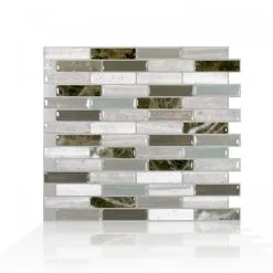 Tuiles Murales Autocollantes 3D Milenza Genoa De Smart Tiles, 10,2 Po X 9 Po, Gris, 4 Pièces