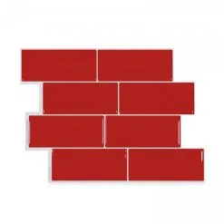 Tuiles Murales Autocollantes 3D Metro Sofia De Smart Tiles, 11,56 Po X 8,38 Po, Rouge, 4 Pièces