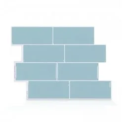 Tuiles Murales Autocollantes 3D Metro Babe De Smart Tiles, 11,56 Po X 8,38 Po, Bleu, 4 Pièces