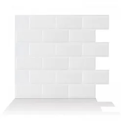 Tuiles Murales Autocollantes 3D Subway White De Smart Tiles, 10,95 Po X 9,7 Po, Blanc, 4 Pièces