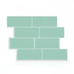 Carrelage Mural En Vinyle Composite Lustré Metro De Smart Tiles, 10 Po X 11 Po, Menthe, Boîte De 4