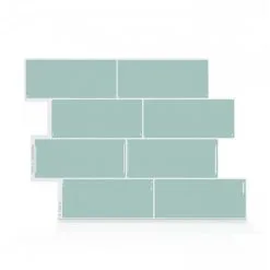 Tuiles Murales Autocollantes 3D Metro Mia De Smart Tiles, 11,56 Po X 8,38 Po, Bleu Gris, 4 Pièces