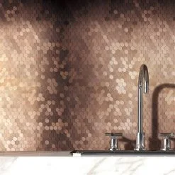 Tuiles Autocollantes Hexagonia 3x Plus Rapide De 12 po X 12 po En Aluminium Poli Par Speedtiles, Pqt De 6, Cuivre Foncé -Plancher De Vinyle Soldes 330820248 AlternateImage2 l