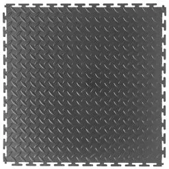 Ens. De Tuiles Pour Plancher De Garage VersaTex Avec Motif De Tôle Larmée De 18 Po X 18 Po Gris, 24 Pcs
