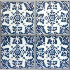 Dosseret En Médaillon Bleu Et Blanc Autocollant 10 Po X 10 Po De WallPops, Paquet De 4