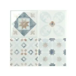 Tuiles Autocollantes Vintage Marino De 9 Po X 9 Po Bleu Et Blanc Par Smart Tiles, Paquet De 4