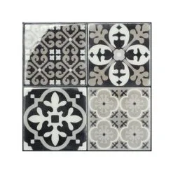 Tuiles Autocollantes Vintage Arezzo De 9 Po X 9 Po Gris Et Blanc Par Smart Tiles, Paquet De 4