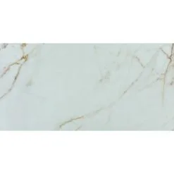 Carreau De Porcelaine De Carrare Poli Faber, 12 Po X 24 Po, Blanc Et Or