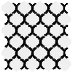 Carreau De Porcelaine Mosaïque Blanc Et Noir Mono Serra, 12 Po X 12 Po (réel : 11,34 Po X 10,63 Po)